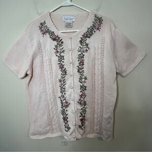 Vintage Jaclyn Smith Cream Large Sweater Embroidered Cable Knit Grandmacore